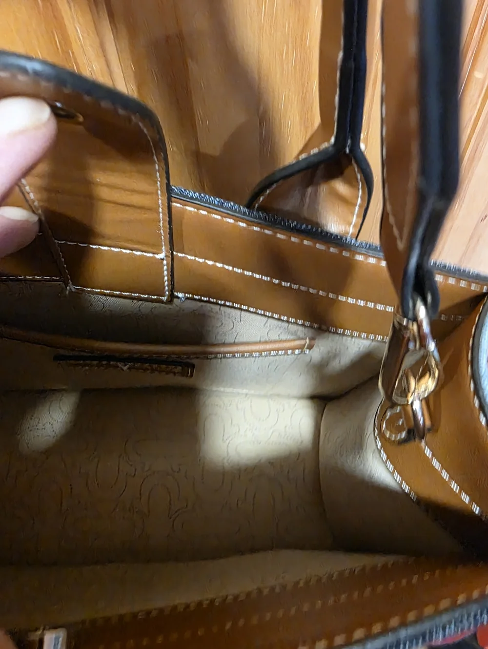 True Religion Denim Messenger Bag in Dark Blue with Brown Trim Brand New